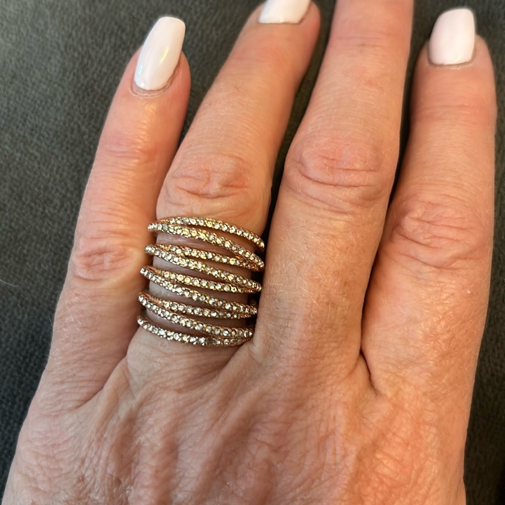 Bauble Bar Pave rose gold ring 7